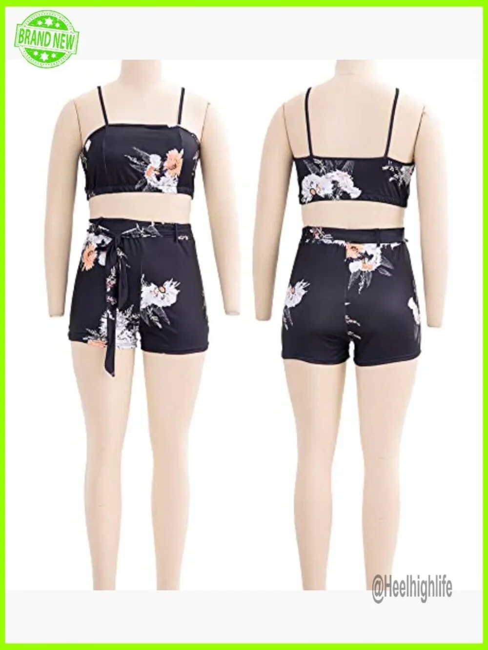 Floral 3-Piece Cover Up Set with Cardigan Crop Top Skinny Pants